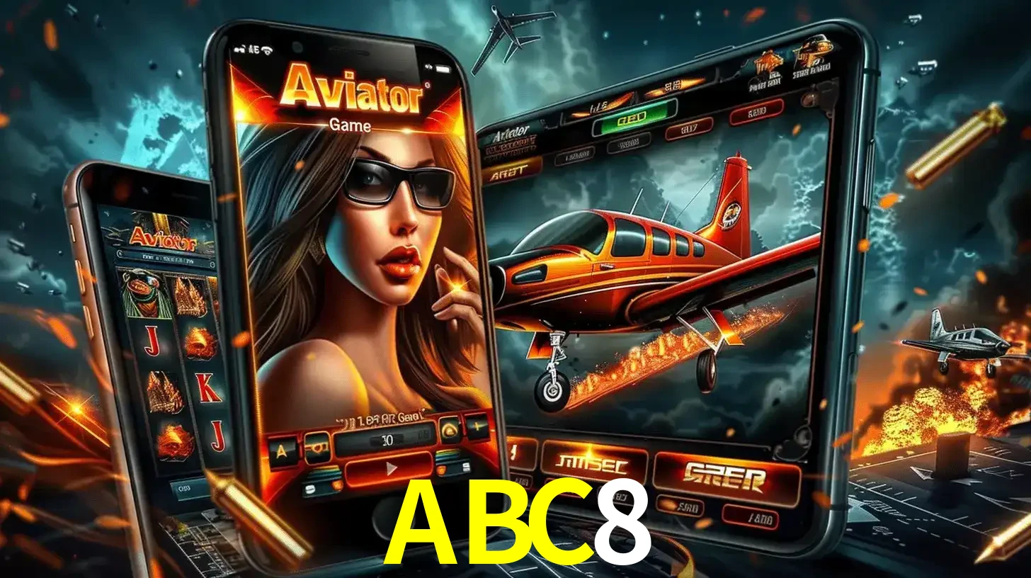 O popular jogo de apostas Aviator exibido em vários celulares e tablets, mostrando a interface emocionante e a ação de voo disponíveis para jogar agora no ABC8.