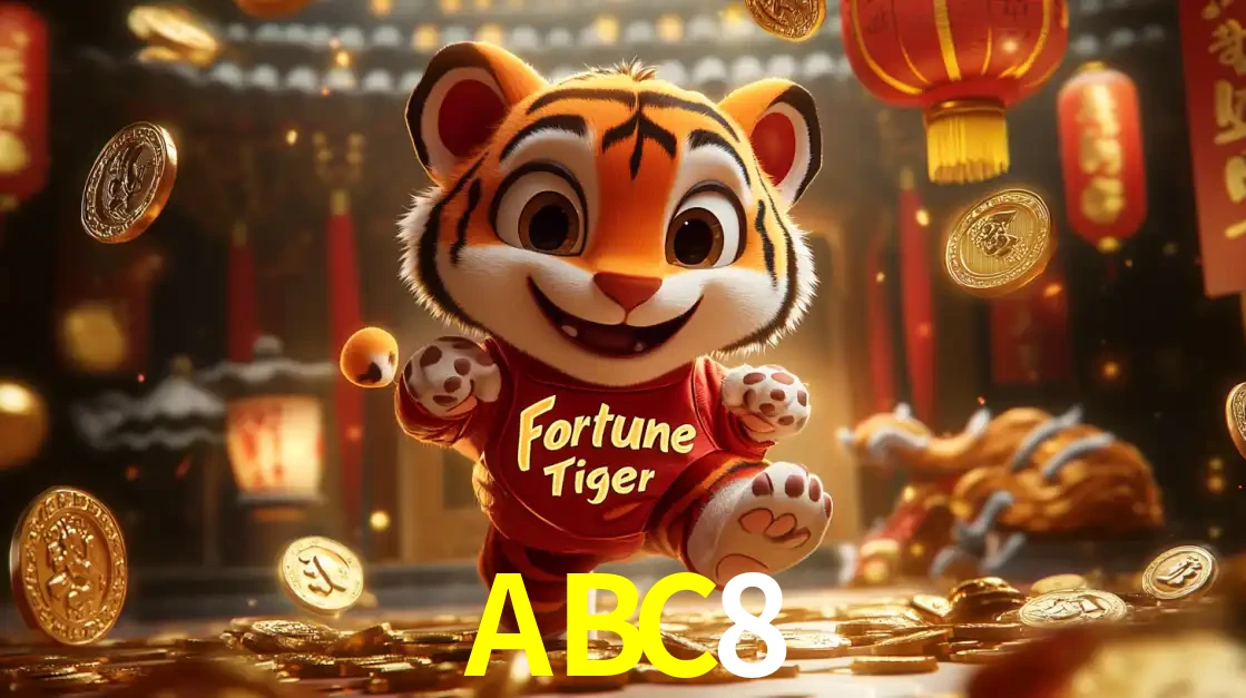 O alegre personagem do Fortune Tiger correndo sobre um caminho de moedas de ouro, simbolizando os grandes prêmios e a diversão do popular jogo de slot do ABC8.