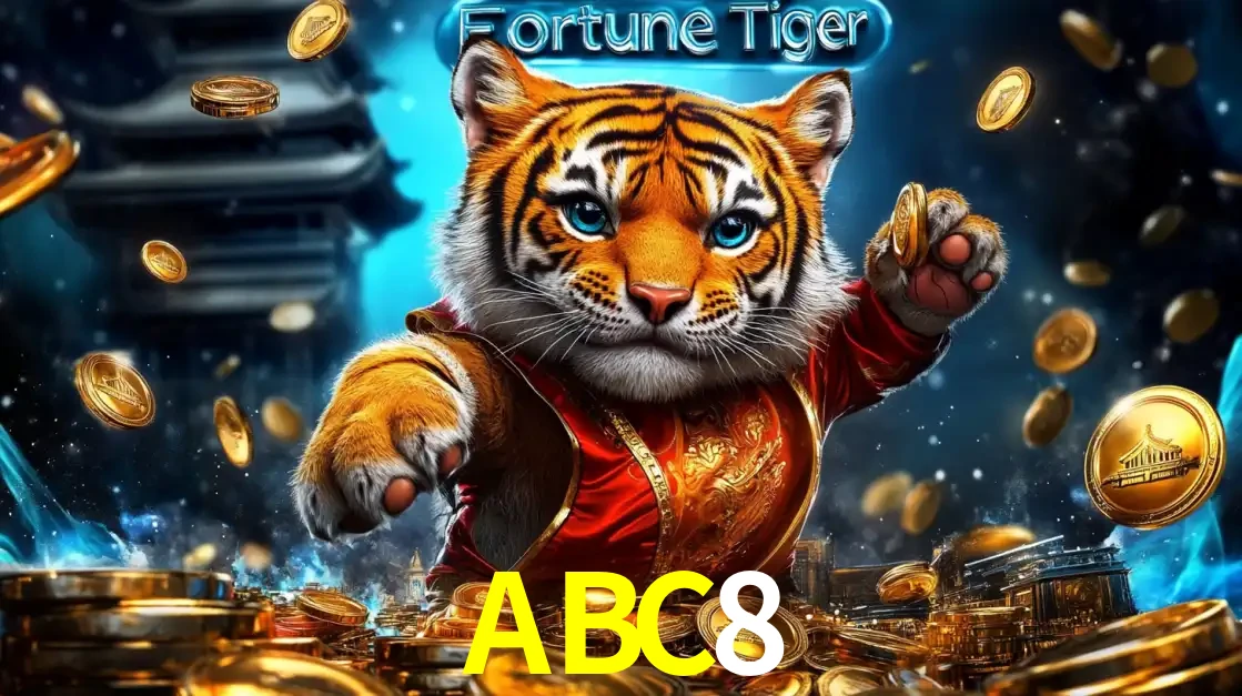 Imagem promocional do jogo de slot Fortune Tiger, com um tigre majestoso em traje tradicional cercado por uma fortuna em moedas de ouro, disponível agora no cassino ABC8.